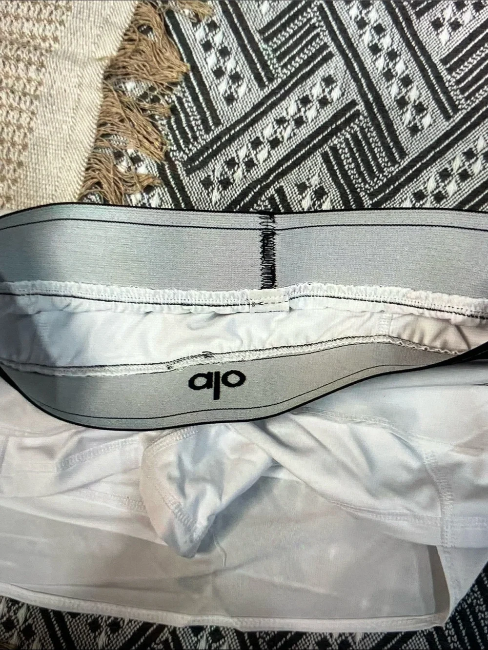 ALO Yoga White Mini Skirt with Black Waistband